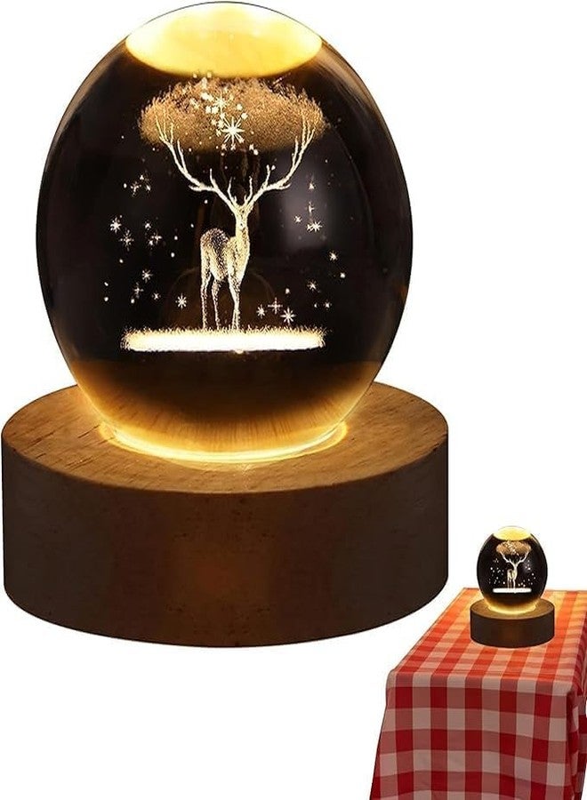 CPENSUS 3D Galaxy Crystal Ball Night Lamp,Solar System, USB Table Colorful LED Wooden Crystal Ball for Home Decoration Birthday Gift for Teens Boys and Girls (Deer) - Image 3